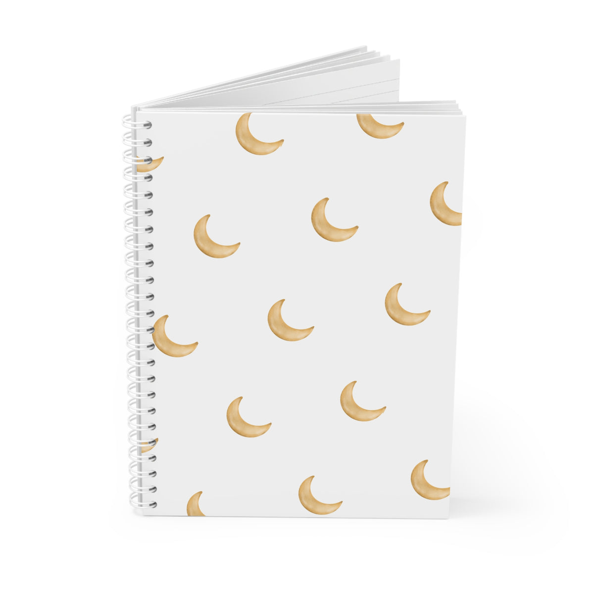 Ragon Gold Crescent Moon Spiral Notebook — Minimal Celestial Journal for Notes & Gifts