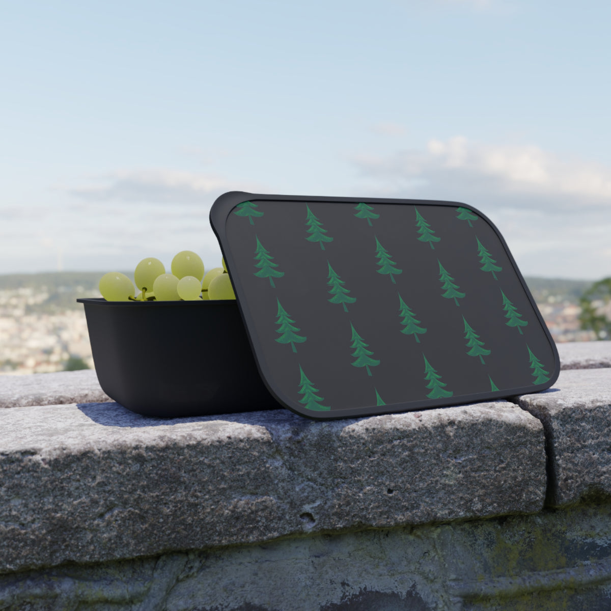 Ragon Enchanted Evergreen Bento Box — Eco PLA Lunch Container with Band & Utensils