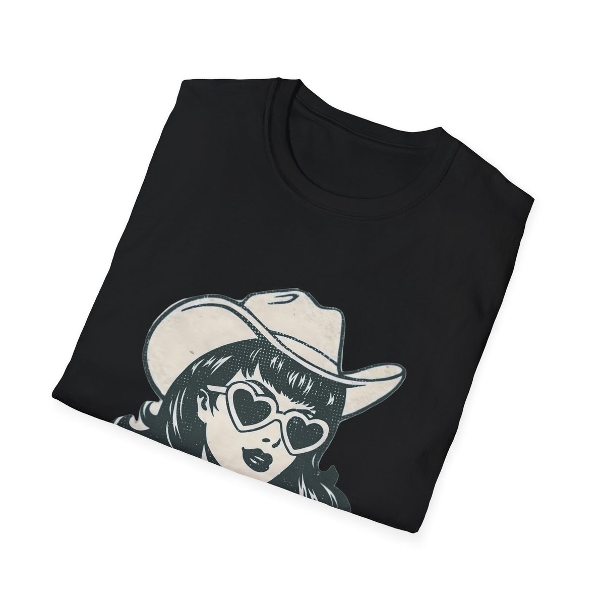 Cowgirl Pinup T-Shirt — Retro Heart Sunglasses Graphic