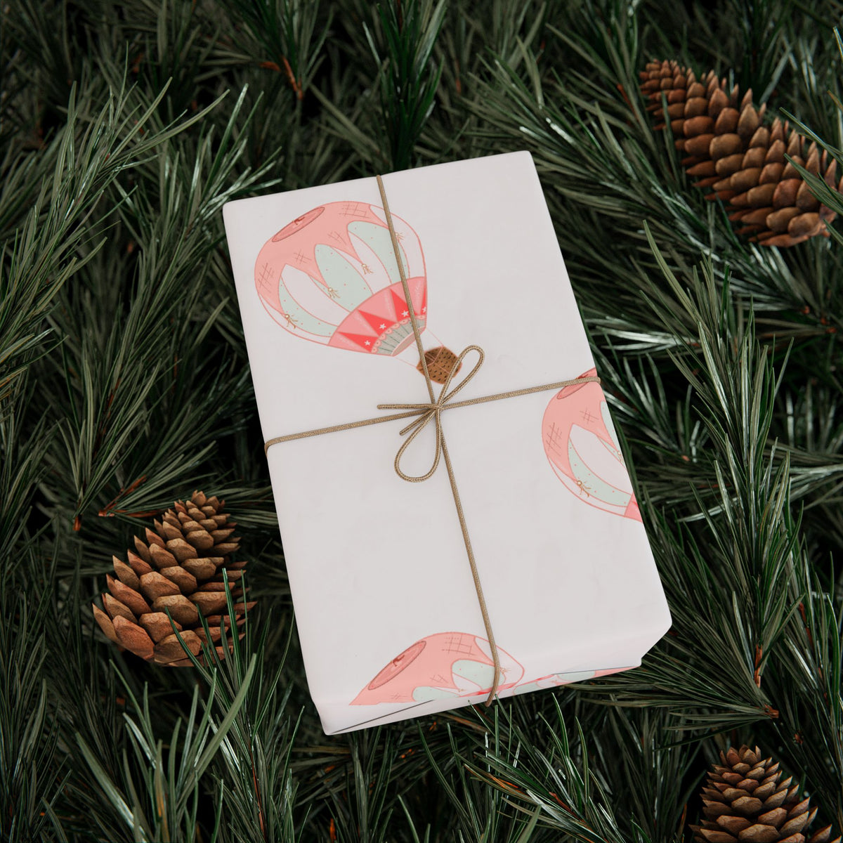 Ragon Balooning Wrapping Paper - Pink Vintage Hot Air Balloon Gift Wrap Roll