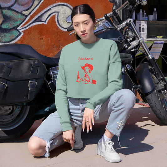 Cropped Yee Haw'n Retro Girl Graphic Sweatshirt, Cozy Casual Womens Top
