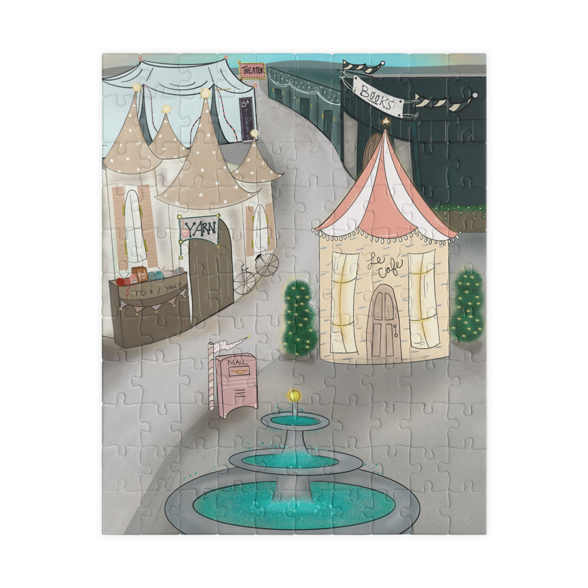 Ragon Whimsical Market Square Jigsaw Puzzle — Cozy Fairground Scene - I Found A Rock (110–1014 pcs)