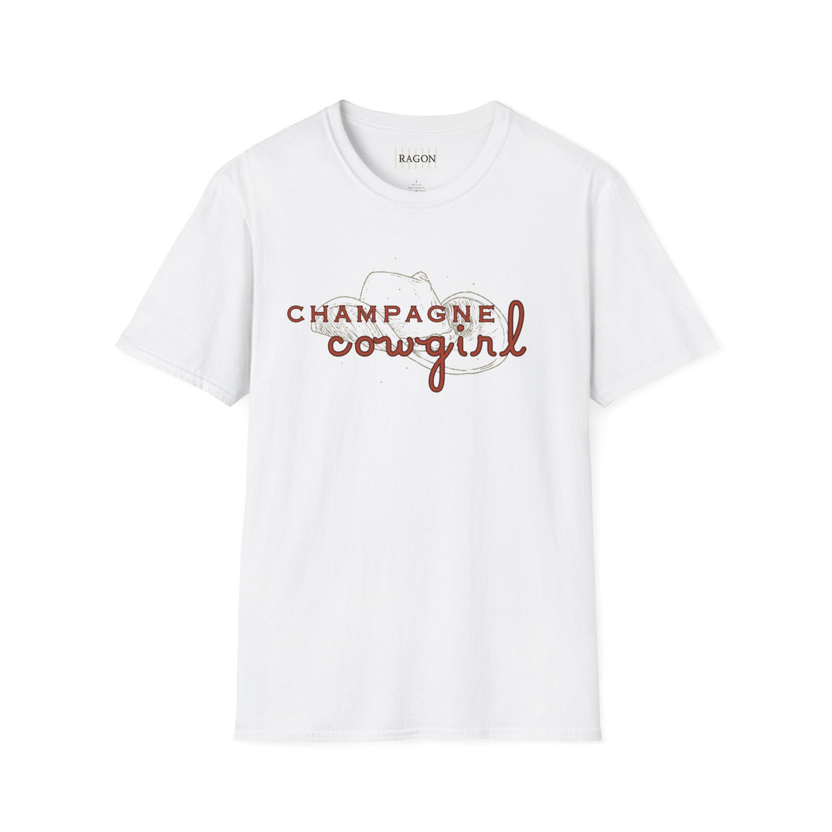 Champagne Cowgirl T-Shirt — Rustic Western Bubbly Graphic Tee